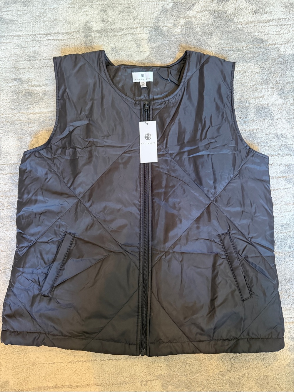 Socialite Black Quilted Sleeveless Vest